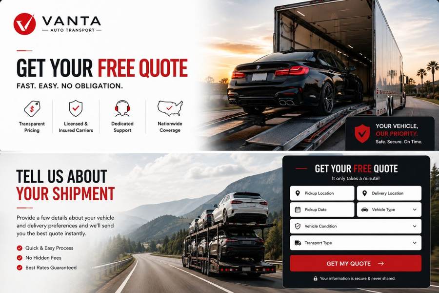 Get a free car shipping quote from Vanta Auto Transport