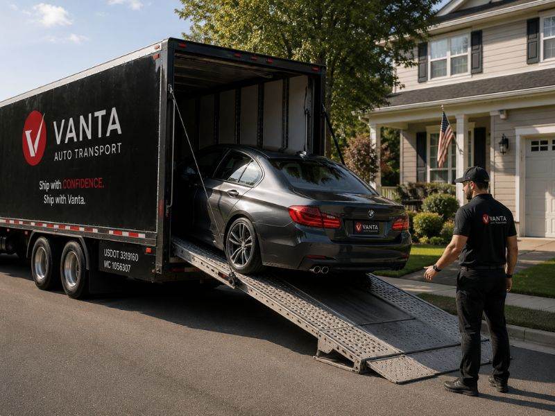 Vehicle delivered to a residential address by Vanta Auto Transport